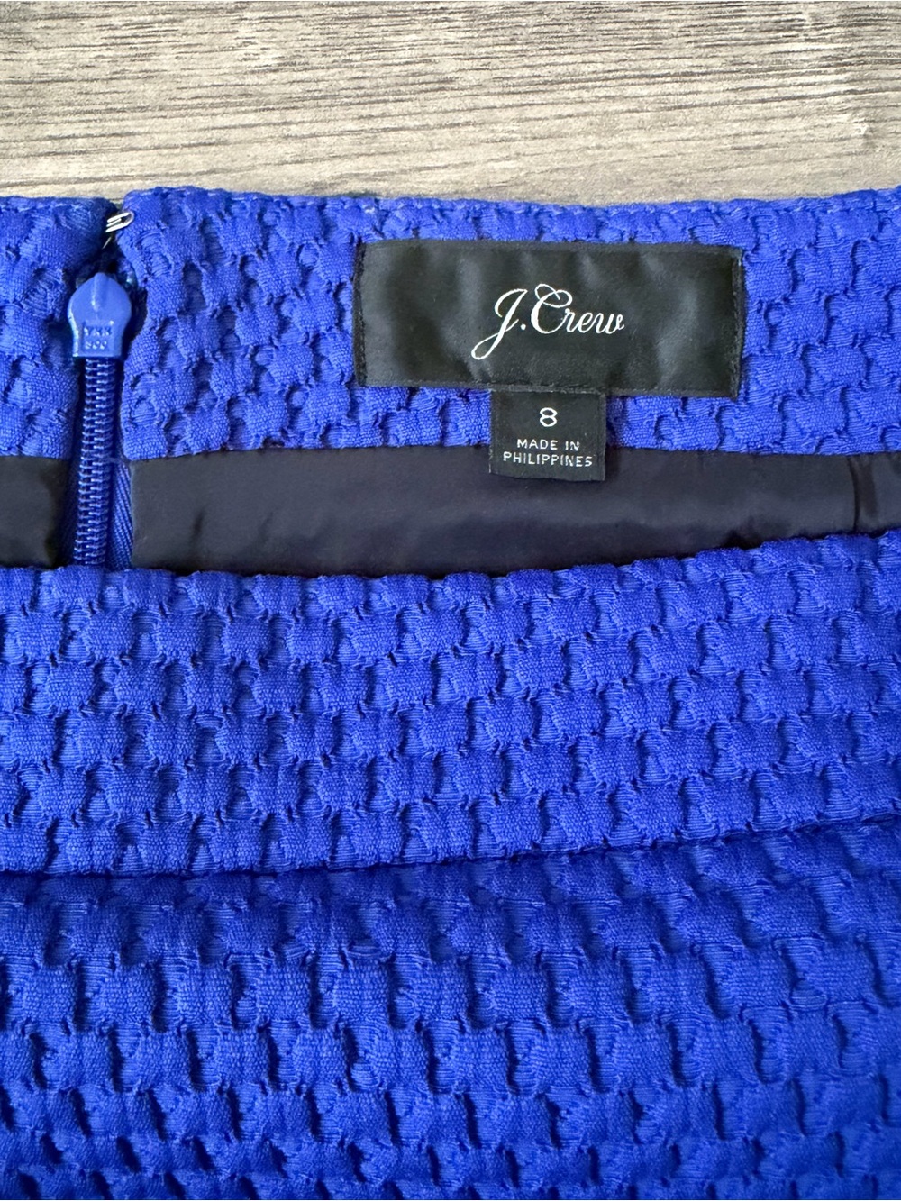 J.Crew No. 2 Pencil Skirt Size 8 Cobalt Blue Textured Office Workwear Preppy - Picture 4 of 10